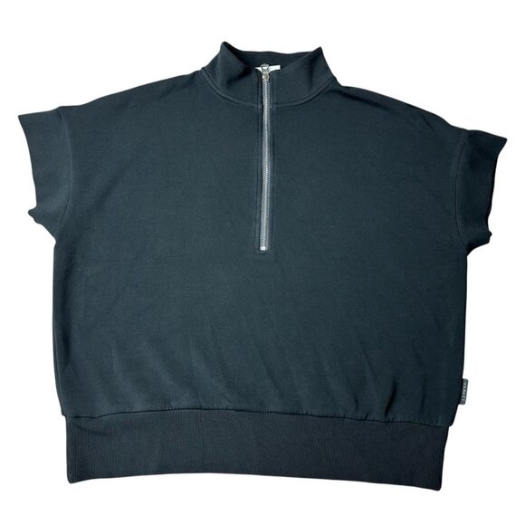 Varley Tops - Varley Ritchie Short Sleeve Half Zip Sweat In Black Size S
